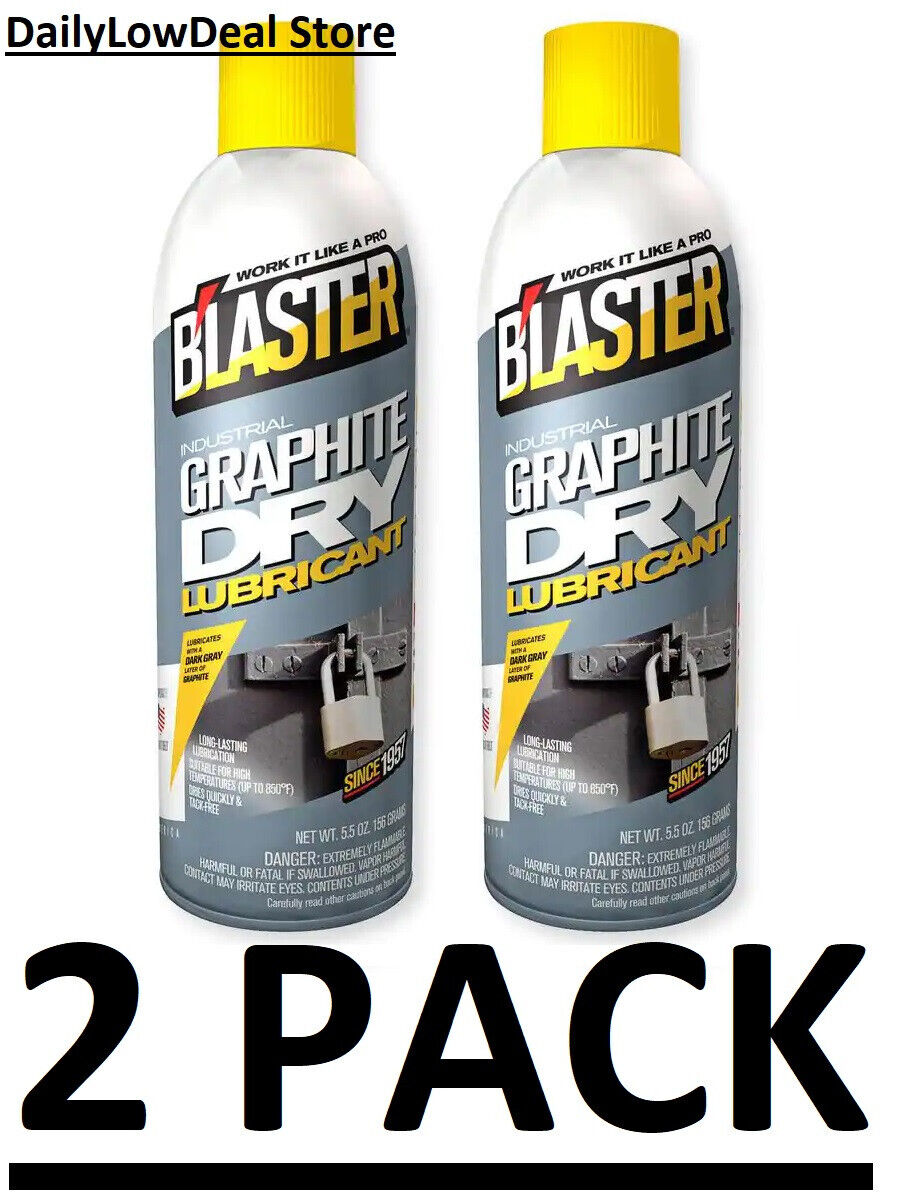 2 PACK Blaster Industrial Graphite Dry Lubricant Spray 5.5 Oz. MPN 8