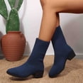thumbnail image 5 of Fnooota Women's Mid Calf Boots, Slip On Block Heel Comfort Non Slip Fall Winter Shoes Dark Blue Size 6.5, 5 of 7