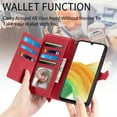 thumbnail image 5 of TECH CIRCLE Samsung Galaxy A13 Wallet Case,Embossed Flower PU Leather Folio Flip Protective Zipper Cover with Wrist Strap RFID Blocking Card Holder Kickstand Case for Galaxy A13 5G 6.5" 2021, Red, 5 of 8