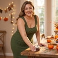 thumbnail image 3 of Agnes Orinda Women's Plus Size Halloween Outfits Dress Summer Sleeveless Square Neck Bodycon Cocktail Sundress Tank Dress 1X Army Green, 3 of 10