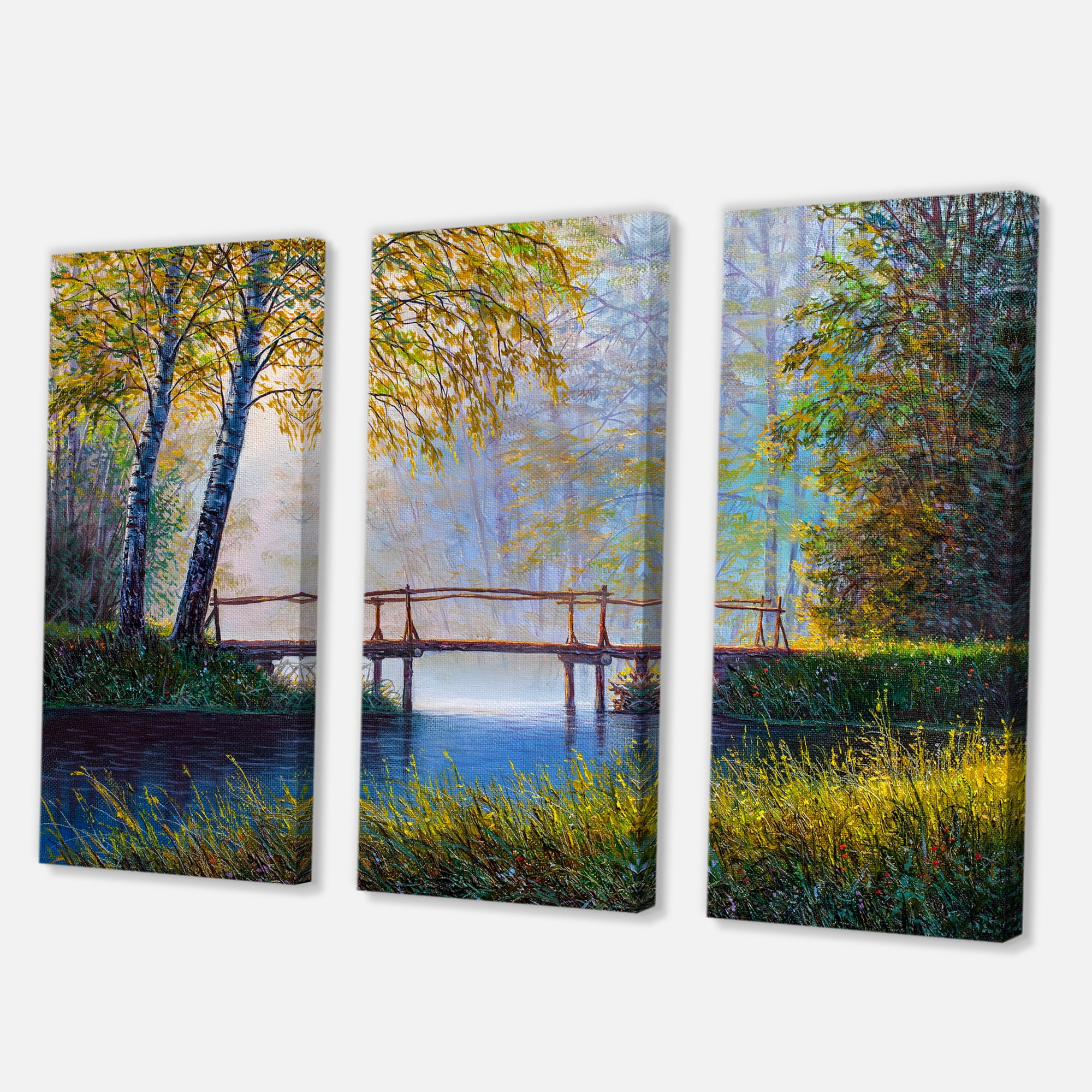 Designart ' Sunrise Glow and The Awakening Spring Forest ' Lake House Canvas Wall Art Print