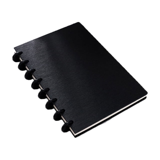 SIYTUAU Button Fastened Ring Notebook Plain Colored A5 Size For Meetings School Office Use Multi Hole Binding Black Cover