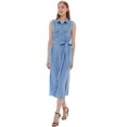 thumbnail image 3 of Wome's Fashion Vintage Sleeveless Jean Shirt Dress Button Up Denim Dress, Dark Denim, Medium, 3 of 5