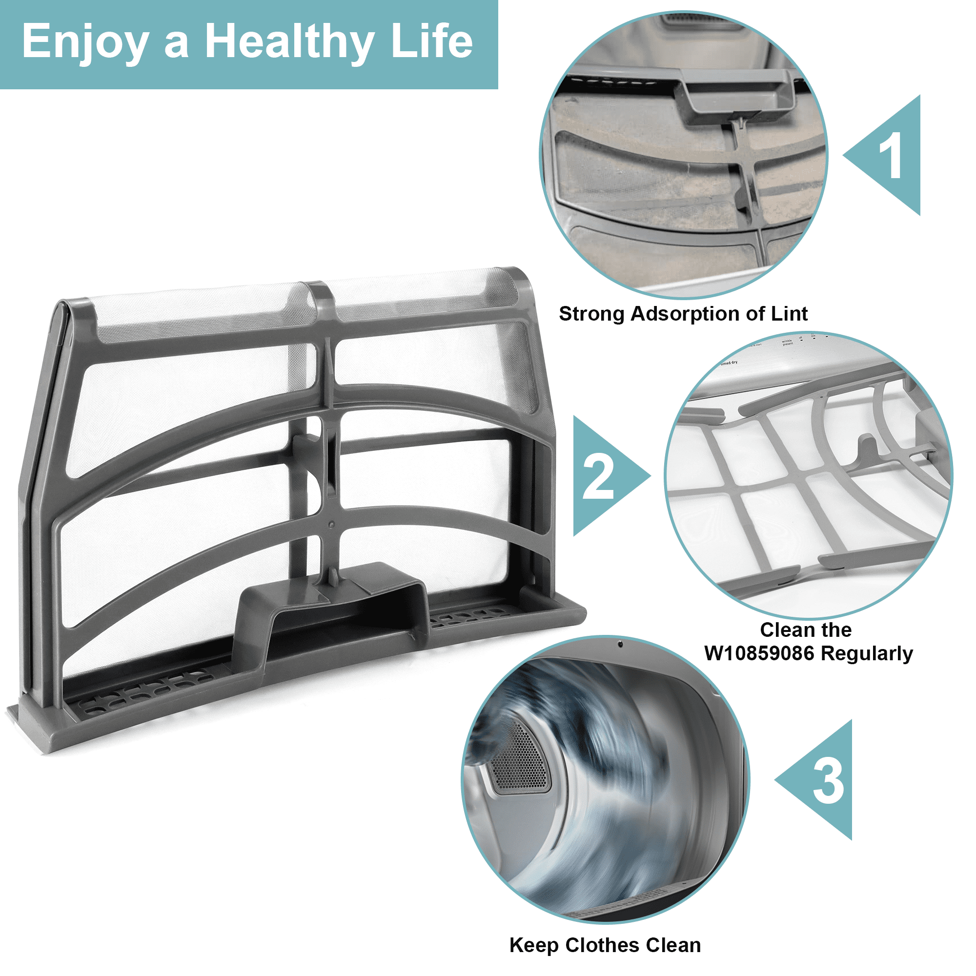 Beaquicy Dryer Lint Screen Filter Replacement for W10859086 W10608811 W10701353