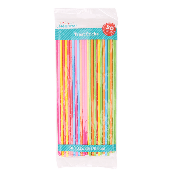 8" Multicolor Paper Treat Sticks, 50 Count, by Way To Celebrate