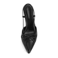 thumbnail image 3 of Women  Bow Tie Slingback Pumps Pointed Toe Kitten Low Heel Patchwork Dress Heeled Sandals, 3 of 3