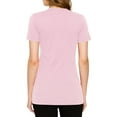thumbnail image 4 of Made by Johnny Women's Basic Fitted Soft Short Sleeve Deep V-Neck T-Shirt M PINK, 4 of 6
