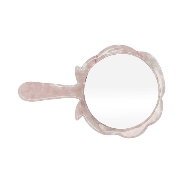 1 Pc Espejo de Mano en Forma de Rosa para Viajes de Negocios, Gimnasio, Salón de Belleza, Espejo de Acetato de Aluminio Rosa