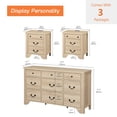 thumbnail image 3 of 3PCS Farmhouse Dresser Set, 9-Drawer Dresser For Bedroom And Wood Nightstand Set Of 2 With Charging Station For Bedroom, Living Room, Hallway,Dining Room, 3 of 5