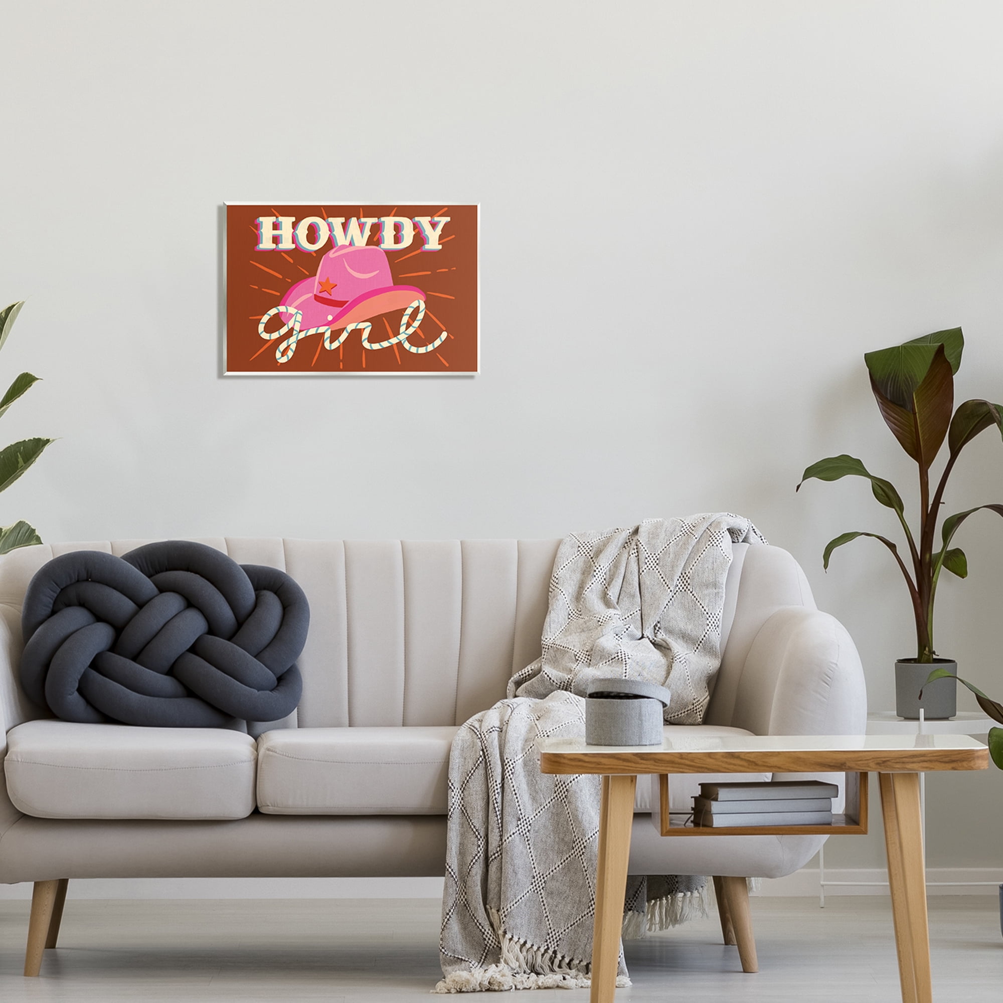 Stupell Industries Howdy Girl Cowboy Hat Phrase Inspirational Painting Unframed Art Print Wall Art