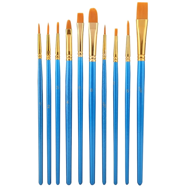 Juego de 10 pinceles de nailon para pintar con acuarela para niños, manualidades y arte
