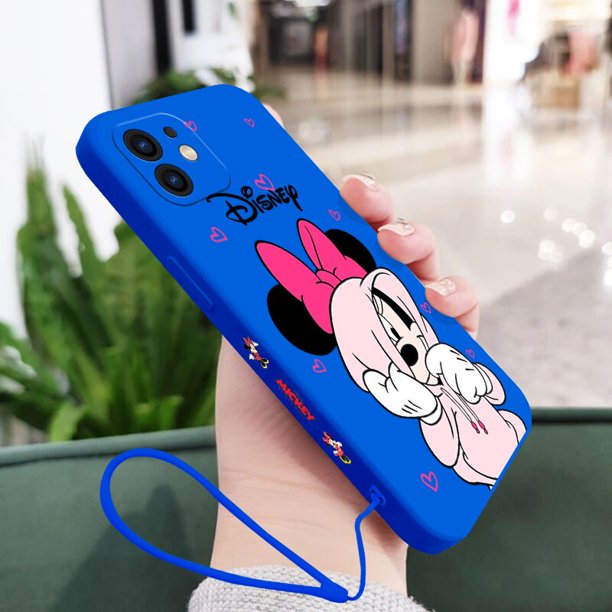 Funda de teléfono de Mickey y Minnie para iPhone, carcasa suave de silicona con cordón para modelos 14, 13, 12, 11 Pro Max, Mini, X, XR, XS MAX, SE 2020, 8, 7 Plus Fivean unisex