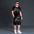 thumbnail image 5 of Conjunto de camiseta y pantalones cortos de playa informales con estampado digital 3D de animales para hombre, 5 of 5