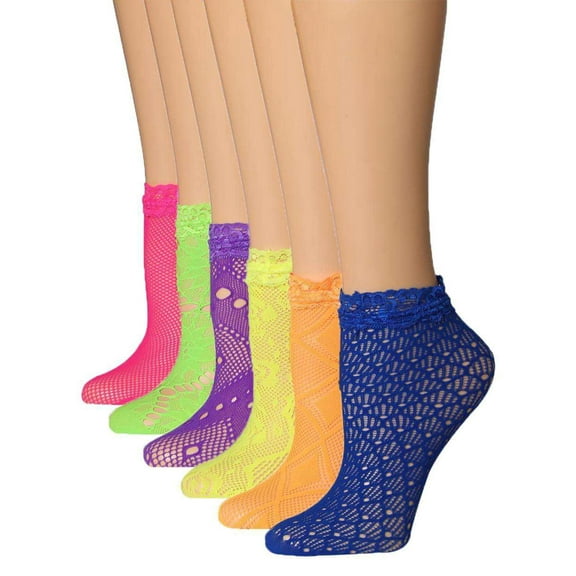 Isadora Paccini Women's Designed Lace Anklet Socks With Trimmed Ruffle