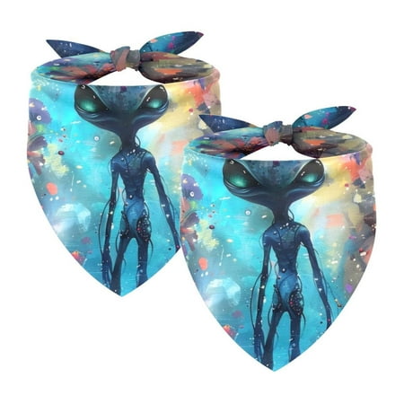 PhooArto Colorful Floral Alien Galaxy Dog Bandanas 2 Pack Soft Washable Pet Scarf Triangle for Large Dogs Puppies and Cats
