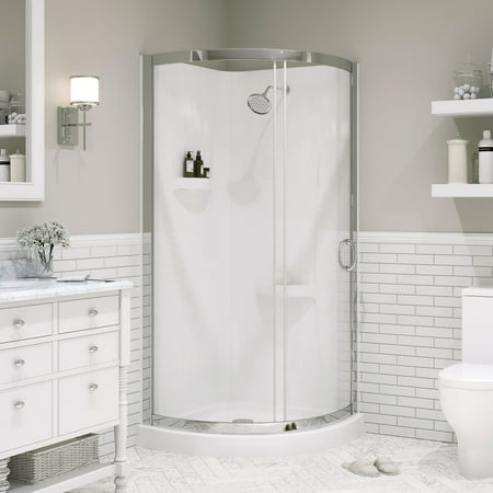 UPC 828796000079 product image for Ove Decors Breeze 34 in x 34 in x 77 in H Curved Corner Shower Kit with Clear  | upcitemdb.com