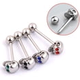 thumbnail image 3 of YISITIAN Tongue Piercing Jewelry Skeleton Skull Tongue Bars 5pcs Skull Diamonds Tongue Rings Barbell Stainless Steel Piercing Tongue Bars Body Piercing Jewelry Mixed Color Tongue CA919-0764, 3 of 8