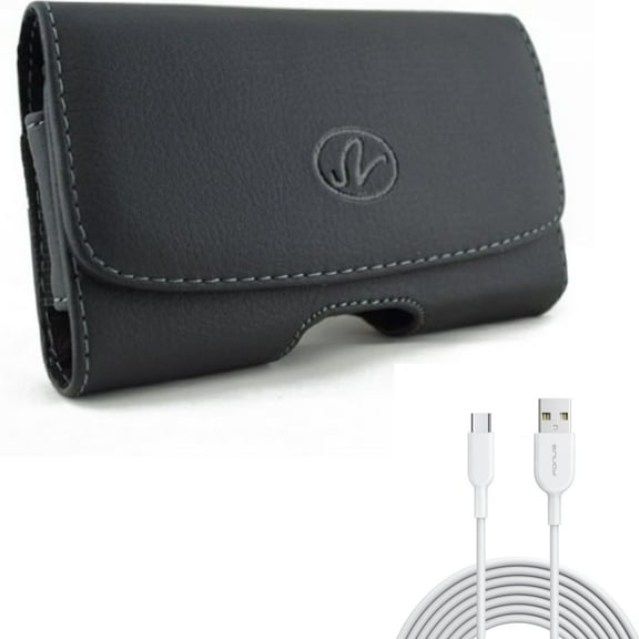 6ft USB-C Cable w Case Belt Clip for Samsung Galaxy S20 Plus - Type-C Fast Charger Cord Power, Leather Swivel Holster Loops fits Samsung Galaxy S20 Plus