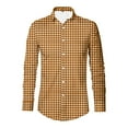 thumbnail image 3 of Hpapadks Mens Shirts Casual Casual Long Sleeve Lapel Button Down Plaid Self Cultivation Tops Slim Fit Dress Shirts for Men Gold L, 3 of 4