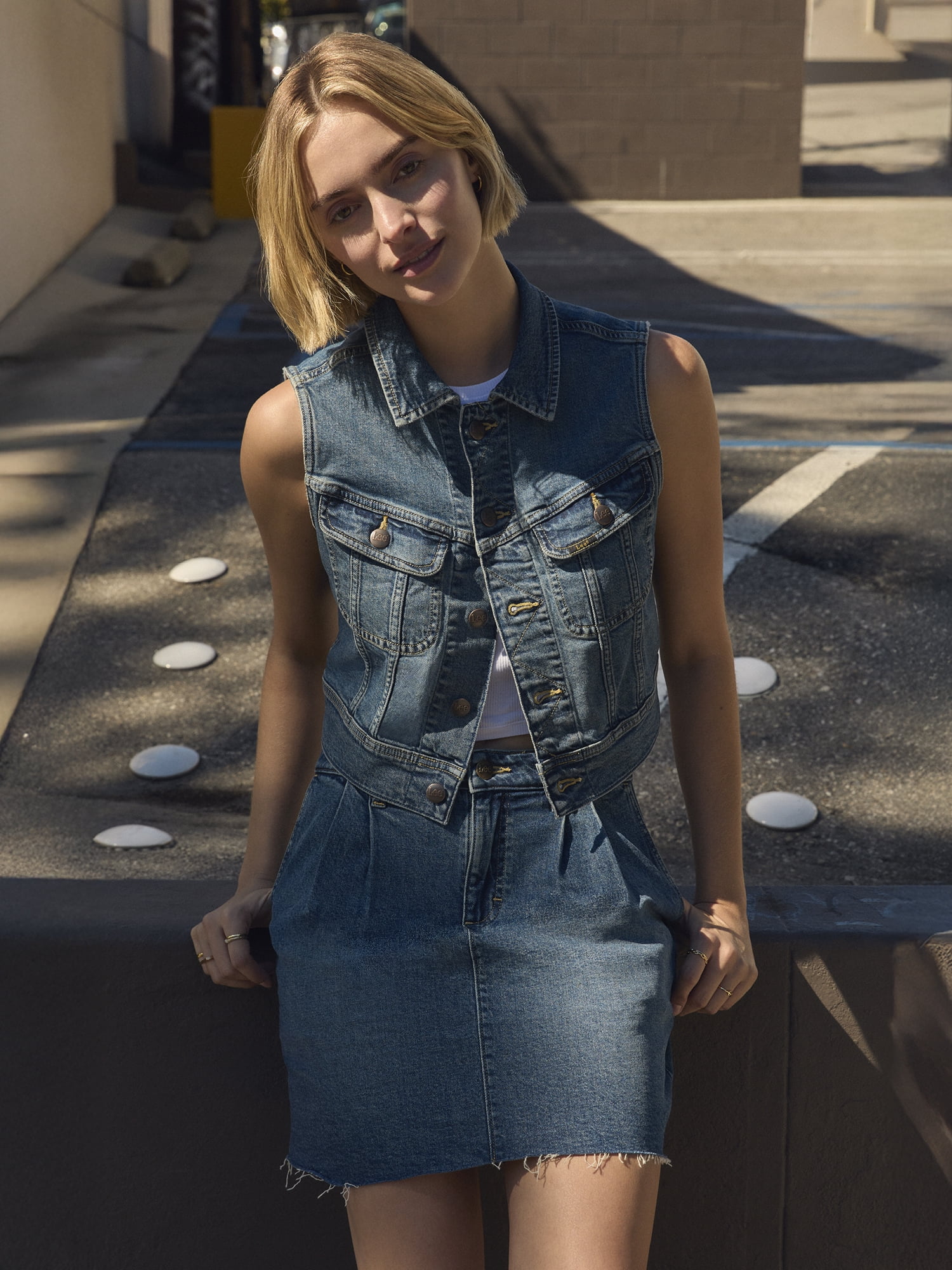 Lee® Women's Heritage Cropped Rider Denim Vest, Sizes XS-XXL