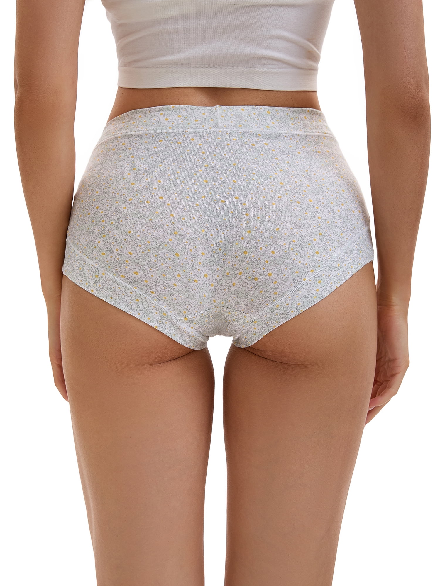 Unique Bargains Floral High Waisted Full Coverage Briefs 2XL Light Green