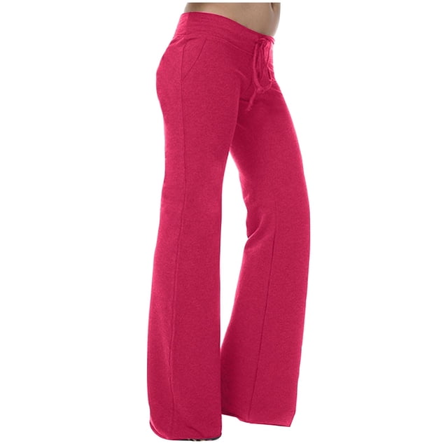 Jsaierl Cargo Yoga Pants for Women Drawstring Waisted Stretch Workout Wide Leg Pants Solid Color Soft Trouser Plus Size Loose Pant with Pocket