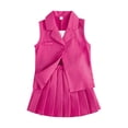 thumbnail image 2 of pop seller Girl's Suspender Leggings + Vest Coat + Skirt Three-Piece Fashion Pleated Skirt Suit, 2 of 6