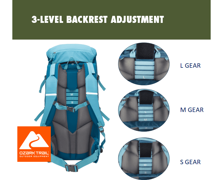 Ozark Trail 50L Adult Polyester Hiking Backpack with Multiple Pockets, Blue