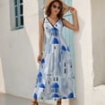 thumbnail image 5 of Santorini, Greece Womens Night Club Maxi Dress V Neck Sleeveless Bohemia Long Dresses, 5 of 9