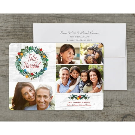 Feliz Poms - Deluxe 5x7 Personalized Holiday Feliz Navidad Card