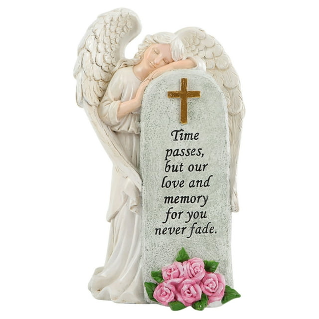 Statue d'Ange Commémorative en Résine pour Jardin Extérieur Cimetière Sympathie pour Perte d'Un Tre Cher Ornement de Bureau