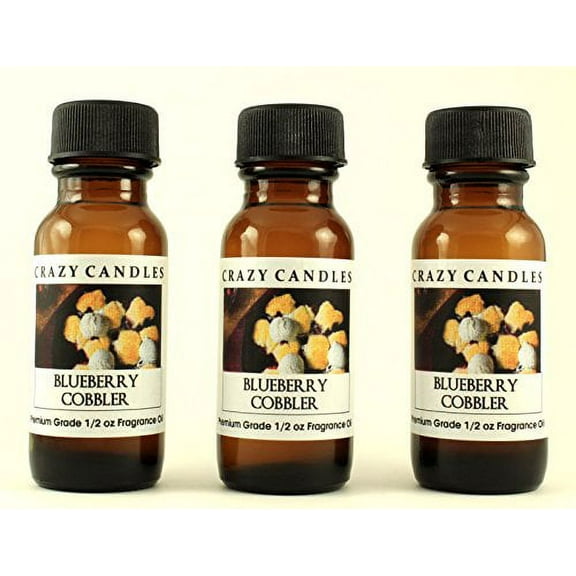 Crazy Candles Blueberry Cobbler 3 Bottles 1/2 FL Oz Each (15ml) Premium Grade Scented Fragrance Oil