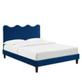 thumbnail image 2 of Modway Current Performance Velvet King Platform Bed in Navy, 2 of 10
