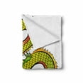 thumbnail image 2 of Dragon Soft Flannel Fleece Throw Blanket, Japanese Old Fashion Folk Myth Creature in Vibrant Toned Design, Cozy Plush for Indoor and Outdoor Use, 70" x 90", Lime Green Marigold Red, by Ambesonne, 2 of 6