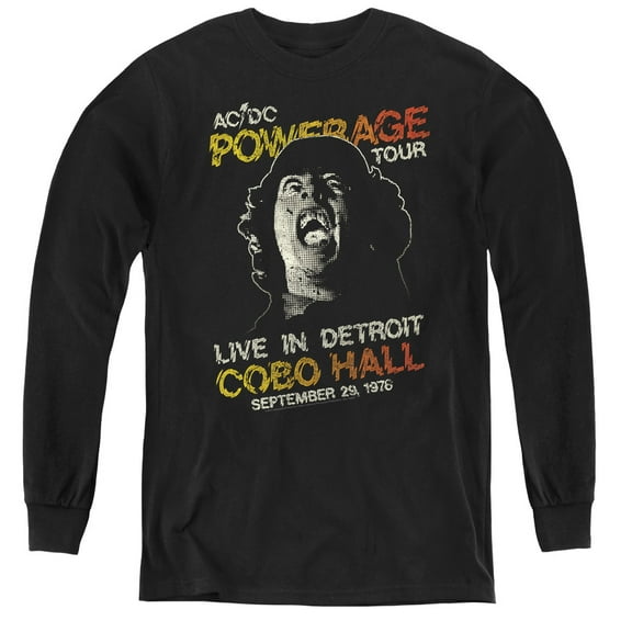 AC/DC Powerage Tour Youth Long Sleeve T-Shirt Black