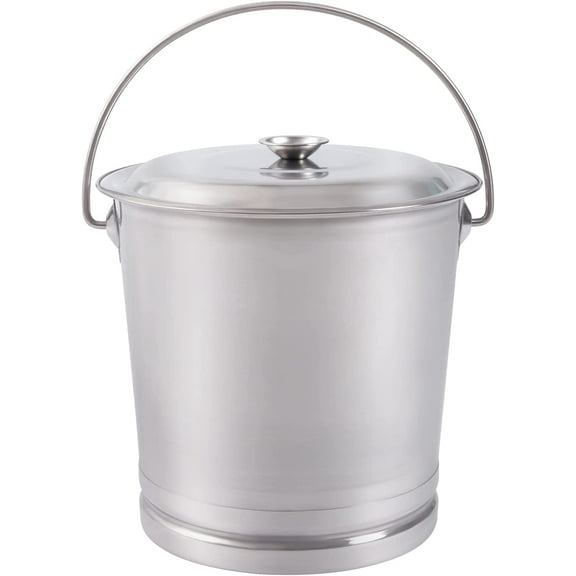 DYNAMI 2.1Gal Stainless Steel Bucket with Lid and Handle,Stainless Steel Multipurpose Bucket w/Raised Bottom,Round Metal Compost Ice Bucket Water Milk Pail Bucket