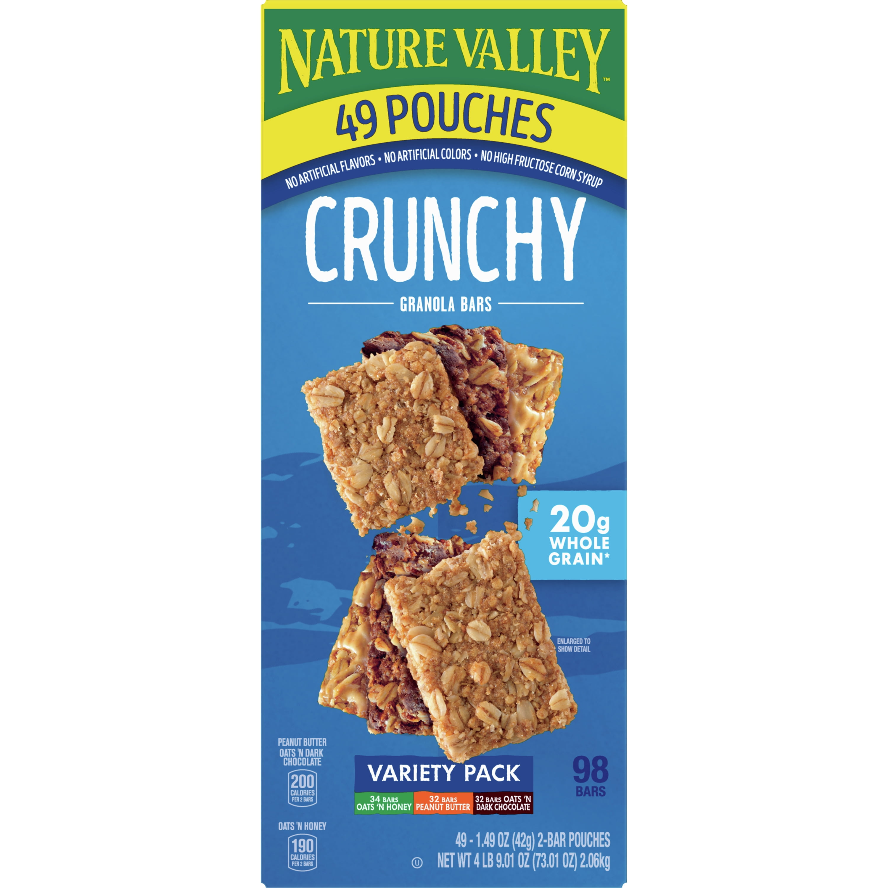 Nature Valley Crunchy Granola Bars Variety Pack, 98 Bars, 73.01 oz (49 Pouches)
