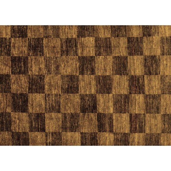 Ahgly Company Indoor Rectangle Checkered Brown Modern Area Rugs, 7' x 10'