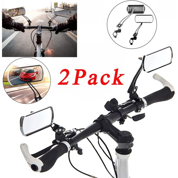 PVUEL 1 Pair Bike Mirrors for Handlebars, 360° Rotate Wide Angle
