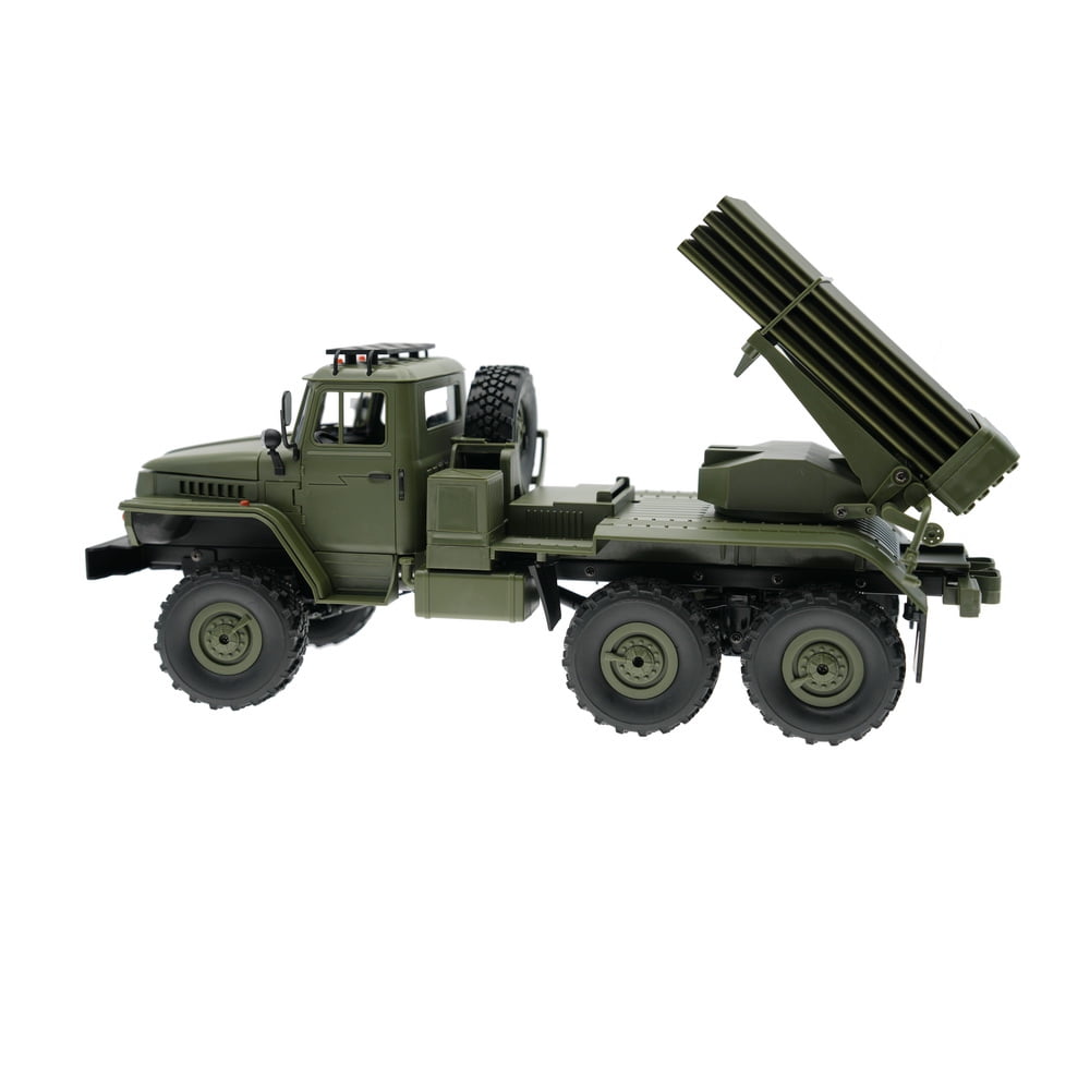 1:16 Full-Scale RC Crawler, 4WD 2.4G Remote Control Climbing Car with 5KM/H High Speed, Rocket Launcher, Spare Tire, RC Drift Vehicle Model Toy Gift for Adults