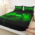 thumbnail image 3 of jejeloiu Teens Video Game Queen Sheet Sets,Gamepad Console Gaming Flat Sheet,Green Black Queen Fitted Sheet For Kids,Microfiber Bedroom Decor,4pcs, 3 of 7