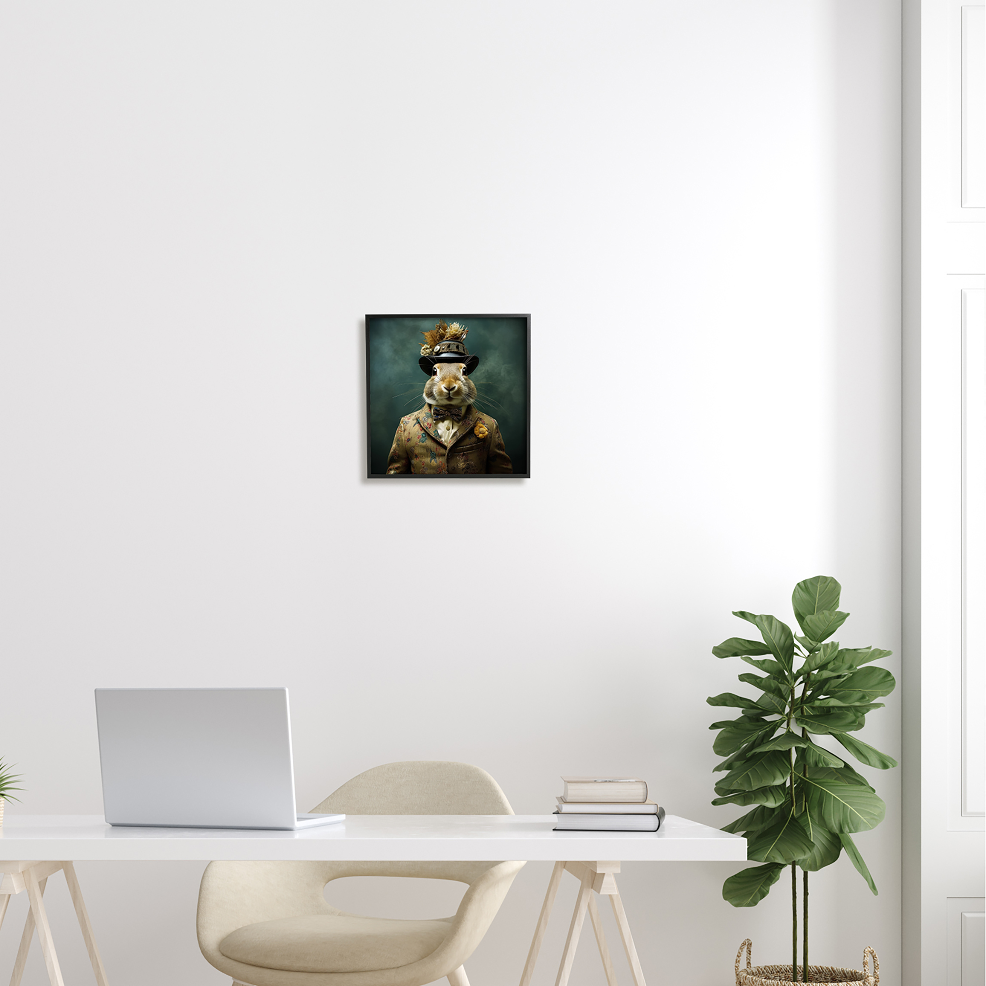Stupell Industries Rabbit in Vintage Suit Animals & Insects Painting Black Framed Art Print Wall Art, 12 x 12