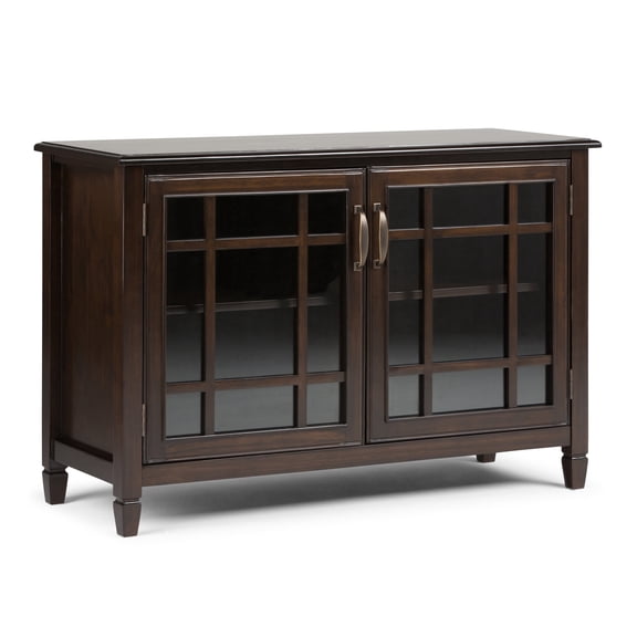 Simpli Home Connaught 46 inch Wide Solid Wood Traditional Low Storage Cabinet in Dark Chestnut Brown