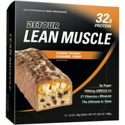 Detour Lean Muscle Protein Bar, Cookie Dough Caramel Crisp, 32g Protein, 12 Ct