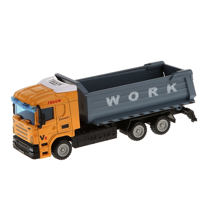 Diecast Construction Dump Truck 1:64 Scale 5 Inches Pullback Action Yellow 