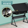 thumbnail image 4 of CRXX Adjustable Drafting Table with Stool, Tilting Drawing Desk Artist Table with Storage Drawers, Art Craft Workstation for Home Office Reading, Writing, Crafting,Black, 4 of 9
