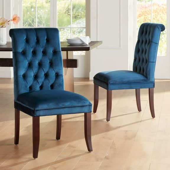 Studio 55D Studio 55 Dillan 21 1/2" Wide Blue Tufted Dining Chairs Set of 2