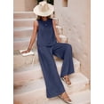 thumbnail image 6 of Women'S Summer 2 Piece Outfits Sleeveless Top Wide Leg Pants Lounge Beach Travel Sets XXL, 6 of 9