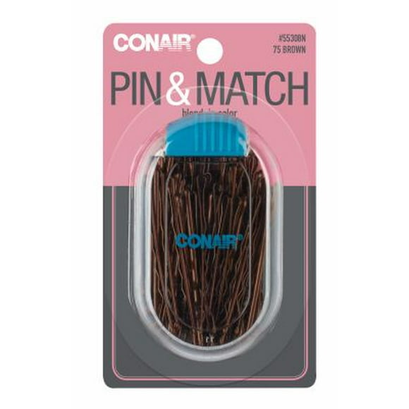 Pasadores para cabello Conair color café con estuche de viaje 75 pzas