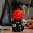thumbnail image 4 of Halloween Pumpkin Decorations with Lights, Resin Halloween Skeleton Pumpkins Figurines for Indoor Outdoor Home Table Party Decor, 4 of 5